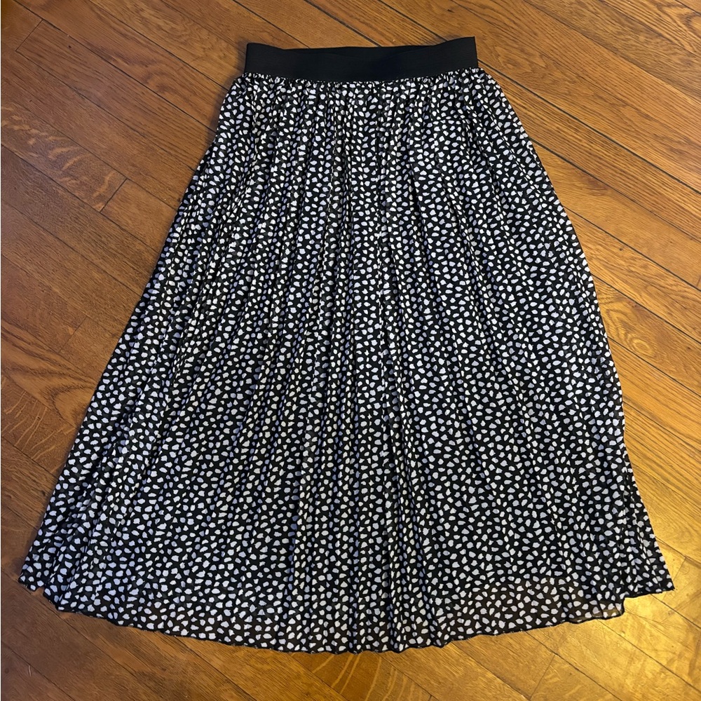 Rachel Zoe long skirt black with white polka dots spots NW/OT